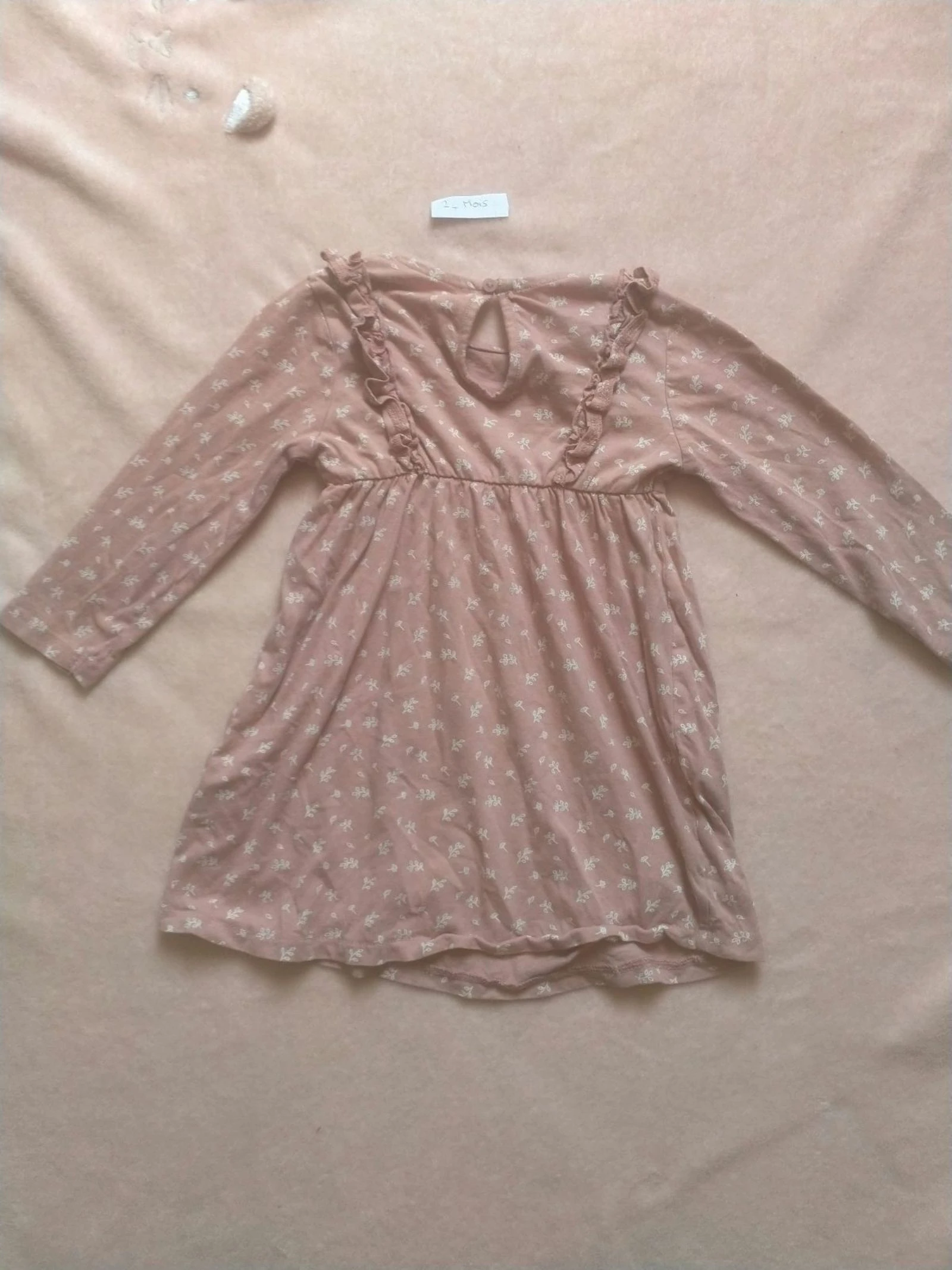 Vestido de niña de manga larga rosa con estampados 24 meses Muy buen estado – photo 2